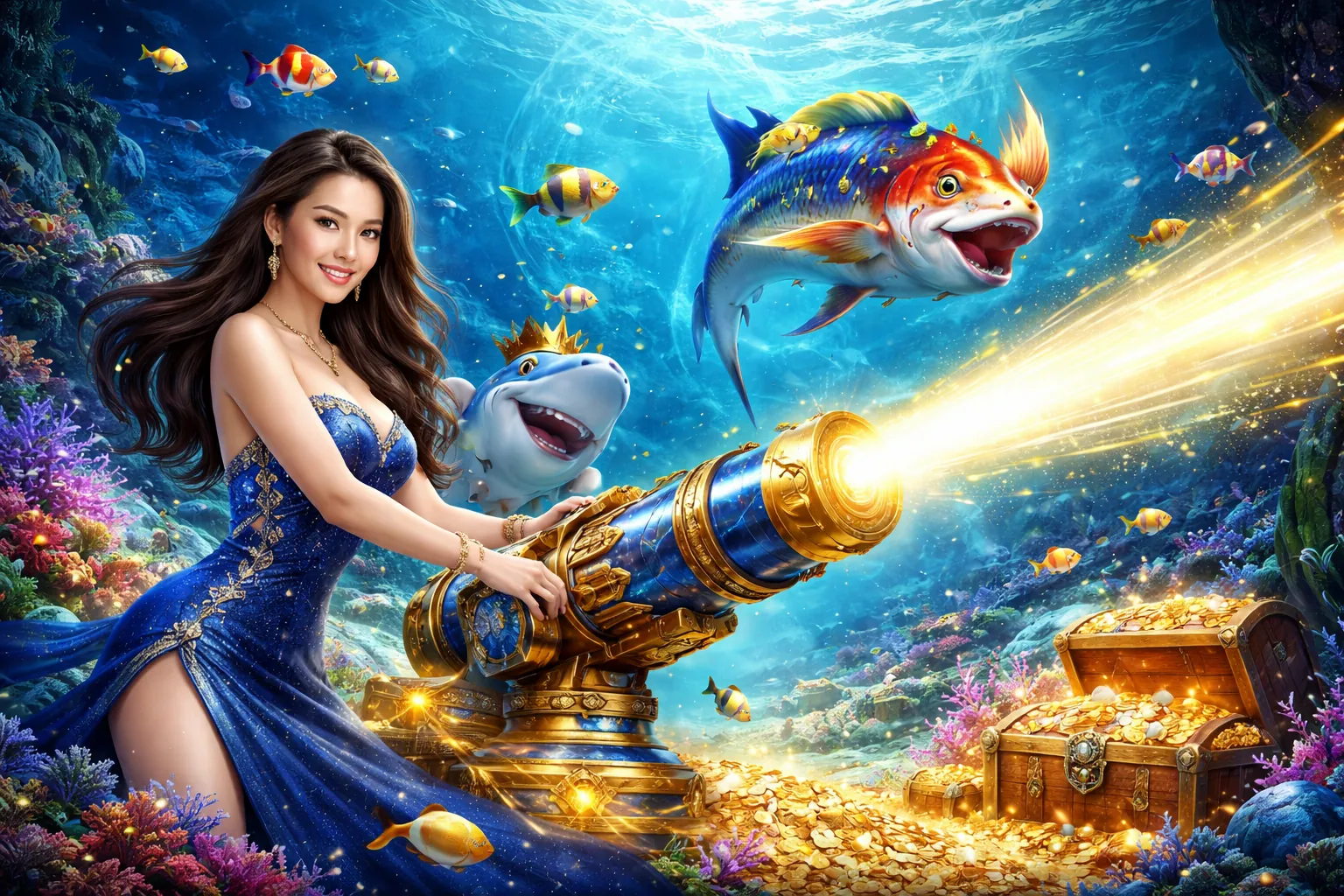 Hình ảnh chính game bắn cá ty88 với đồ họa sống động dưới đại dương